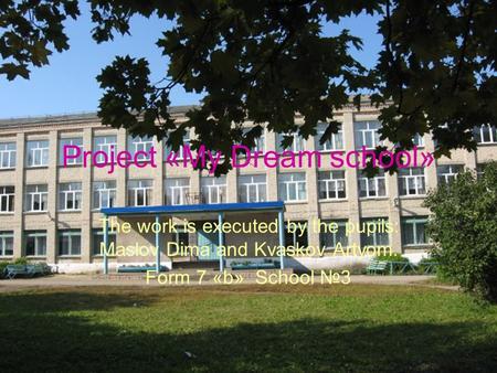 Project «My Dream school» The work is executed by the pupils: Maslov Dima and Kvaskov Artyom. Form 7 «b» School №3.