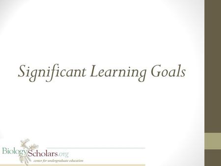 Significant Learning Goals