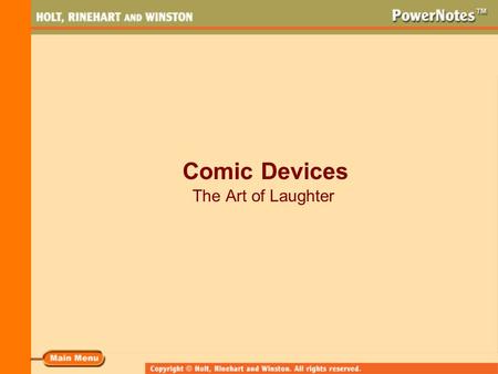 Comic Devices The Art of Laughter.