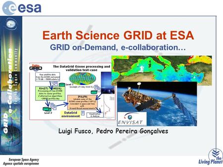 Earth Science GRID at ESA GRID on-Demand, e-collaboration… Luigi Fusco, Pedro Pereira Gonçalves.