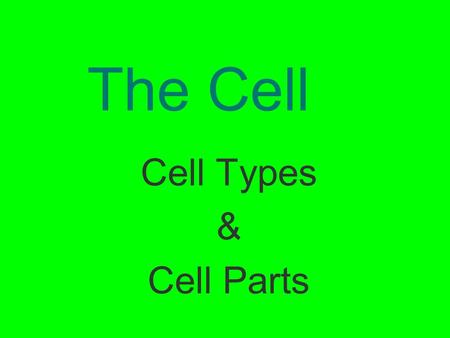 The Cell Cell Types & Cell Parts.