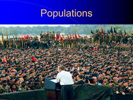 Populations Population- A group of organisms of the same species that live in a particular area. Three important characteristics of a population are.