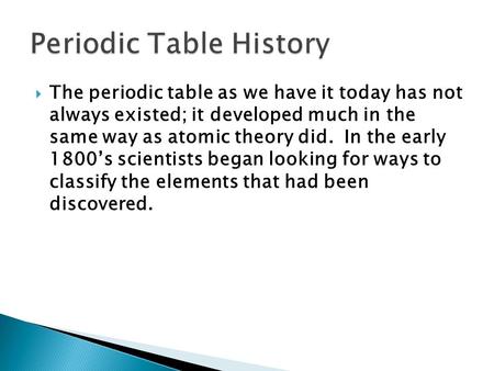 Periodic Table History