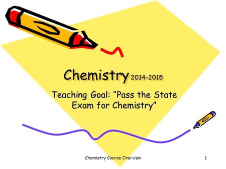 Teaching Goal: “Pass the State Exam for Chemistry”