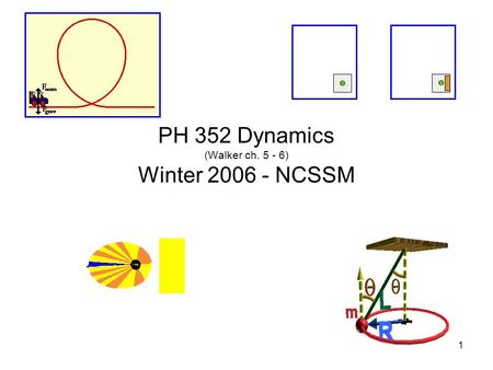 1 PH 352 Dynamics (Walker ch. 5 - 6) Winter 2006 - NCSSM.