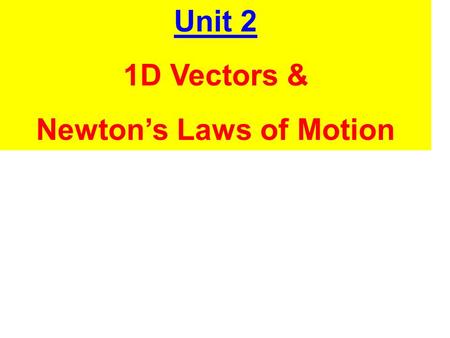Unit 2 1D Vectors & Newton’s Laws of Motion. A. Vectors and Scalars.