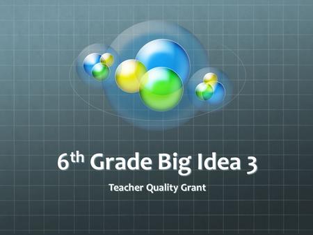 6th Grade Big Idea 3 Teacher Quality Grant.