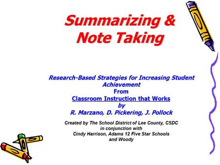 Summarizing & Note Taking