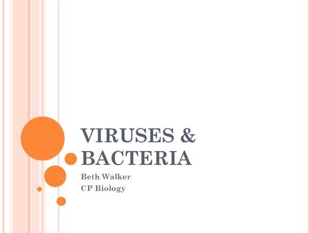 VIRUSES & BACTERIA Beth Walker CP Biology.