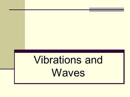 Vibrations and Waves.