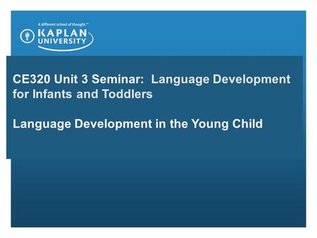 CE320 Unit 3 Seminar:  Language Development for Infants and Toddlers