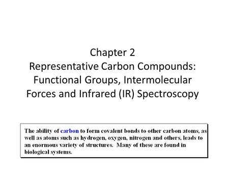 Chapter 2 Representative Carbon Compounds: Functional Groups, Intermolecular Forces and Infrared (IR) Spectroscopy.