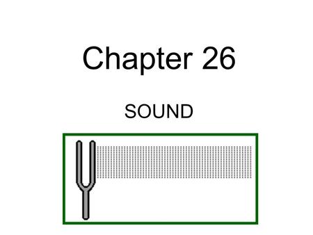 Chapter 26 SOUND All Sounds are produced by the vibrations of material objects.