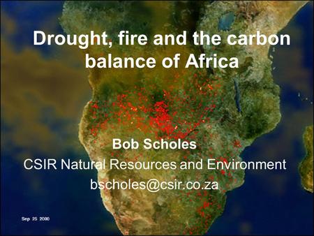 Drought, fire and the carbon balance of Africa Bob Scholes CSIR Natural Resources and Environment
