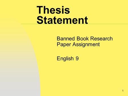 Banned Book Research Paper Assignment English 9