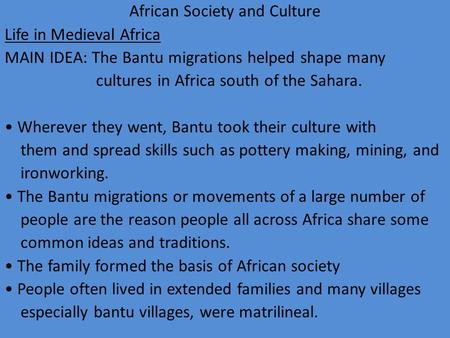 African Society and Culture