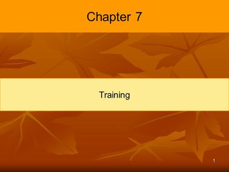 Chapter 7 Training.
