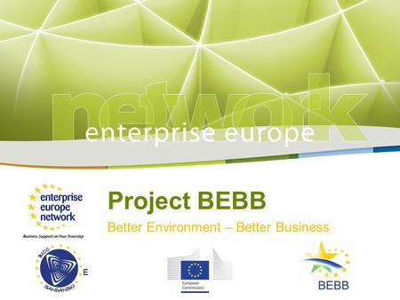 Title Sub-title PLACE PARTNER’S LOGO HERE European Commission Enterprise and Industry Project BEBB Better Environment – Better Business LOGO HERE.