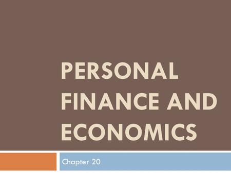 Personal Finance and Economics
