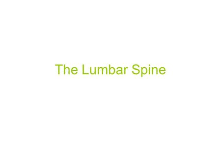 The Lumbar Spine. Anatomy Prevention of Injuries to the Spine Lumbar spine –Avoiding stress –Correction of biomechanical abnormalities –Using correct.