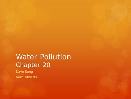 Water Pollution Chapter 20