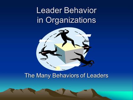 Leader Behavior in Organizations The Many Behaviors of Leaders.
