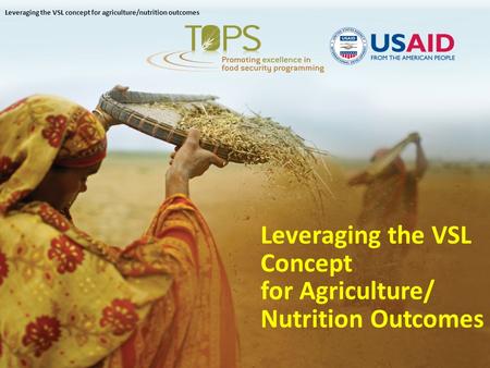 Leveraging the VSL Concept for Agriculture/ Nutrition Outcomes Leveraging the VSL concept for agriculture/nutrition outcomes.