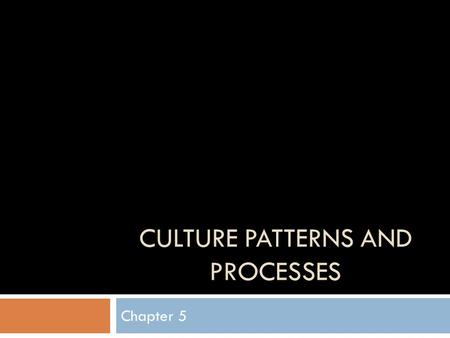 Culture Patterns and Processes