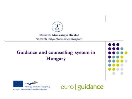 Guidance and counselling system in Hungary. Background Ministry of Social Affairs and Labour→ Ministry for National Economy Ministry of Education → Ministry.
