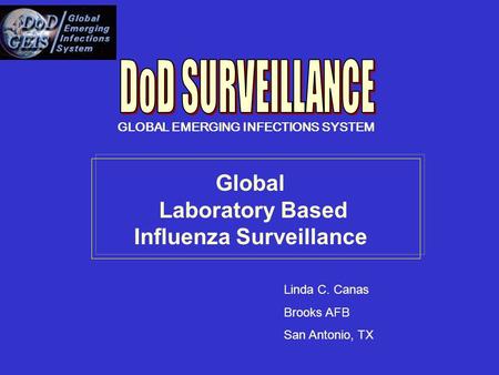 Global Laboratory Based Influenza Surveillance Linda C. Canas Brooks AFB San Antonio, TX GLOBAL EMERGING INFECTIONS SYSTEM.