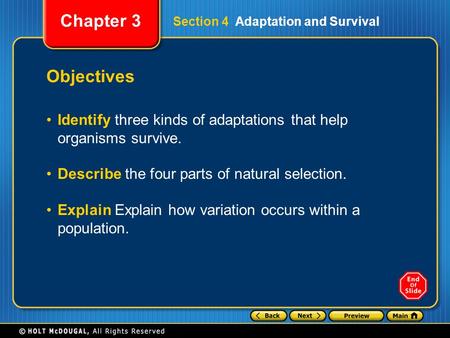Section 4  Adaptation and Survival