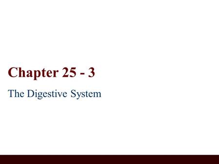 Chapter 25 - 3 The Digestive System.