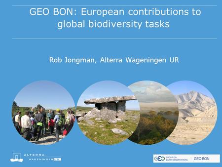GEO BON: European contributions to global biodiversity tasks Rob Jongman, Alterra Wageningen UR.