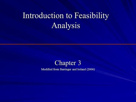 Introduction to Feasibility Analysis
