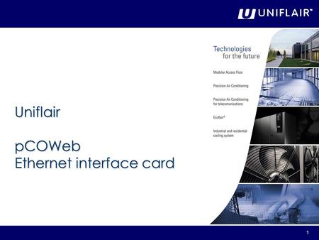Uniflair pCOWeb Ethernet interface card.