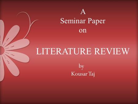 critical literature review presentation