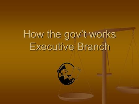 How the gov’t works Executive Branch. ELECTING A PRESIDENT 4 YR TERM 4 YR TERM MAX 2 TERMS OR 10 YEARS MAX 2 TERMS OR 10 YEARS Age 35 Age 35 Natural Born.