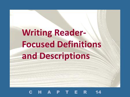 Writing Reader-Focused Definitions and Descriptions