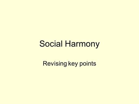 Social Harmony Revising key points. Roles of Men and Women Growth of equal rights for women: –Women can: –keep property separate from husband –Stand as.