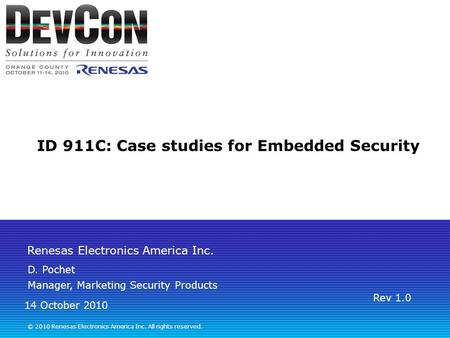 ID 911C: Case studies for Embedded Security