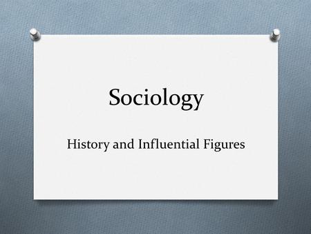 Sociology History and Influential Figures. What is Sociology? Sociology – the systematic study of society and social interaction Derived from the Latin.