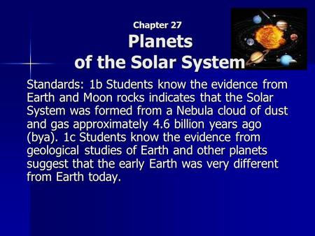 Chapter 27 Planets of the Solar System