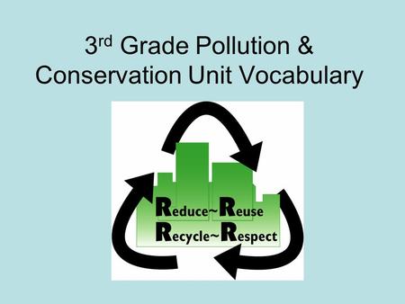 3 rd Grade Pollution & Conservation Unit Vocabulary.