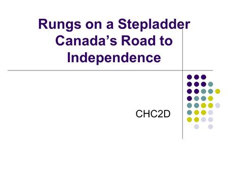 Rungs on a Stepladder Canada’s Road to Independence CHC2D.