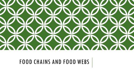 Food Chains and food Webs