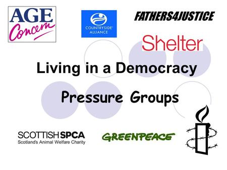 Living in a Democracy Pressure Groups FATHERS4JUSTICE.