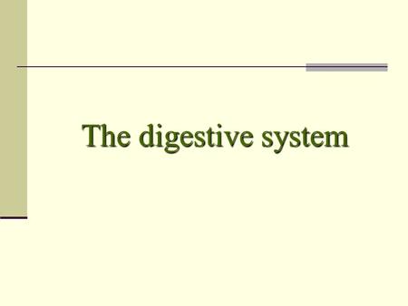 The digestive system. I-The digestive system Digestion Digestion is the mechanical and chemical breaking down of food into smaller components that can.