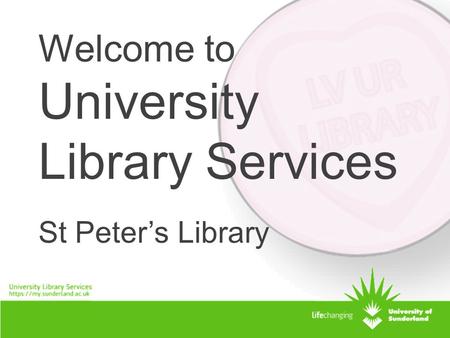 Welcome to University Library Services St Peter’s Library.