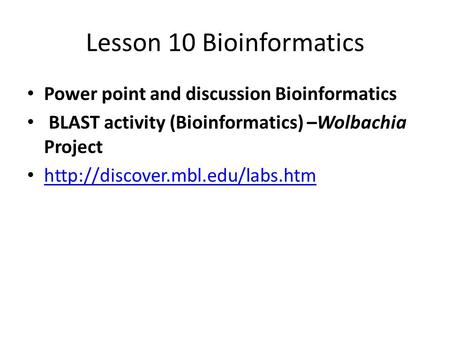 Lesson 10 Bioinformatics