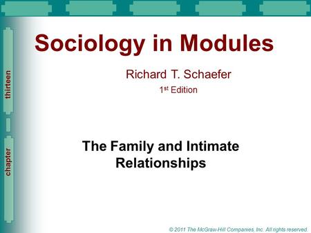 The Family and Intimate Relationships